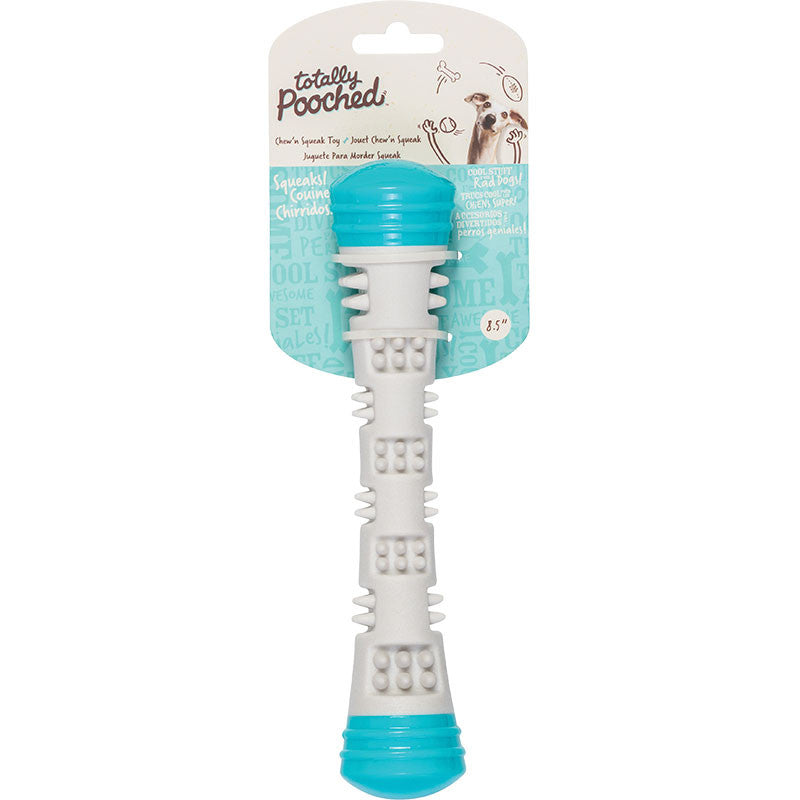 Messy Mutts Totally Dog Chew N Squeak Stick Grey Teal Small 628043606531
