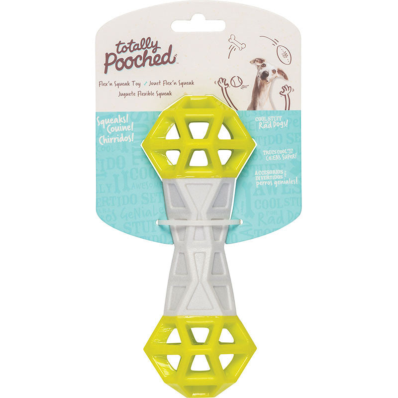 Messy Mutts Totally Dog Flex N Squeak Toy Grey Green 628043606562
