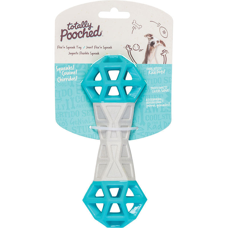 Messy Mutts Totally Dog Flex N Squeak Toy Grey Teal 628043606579