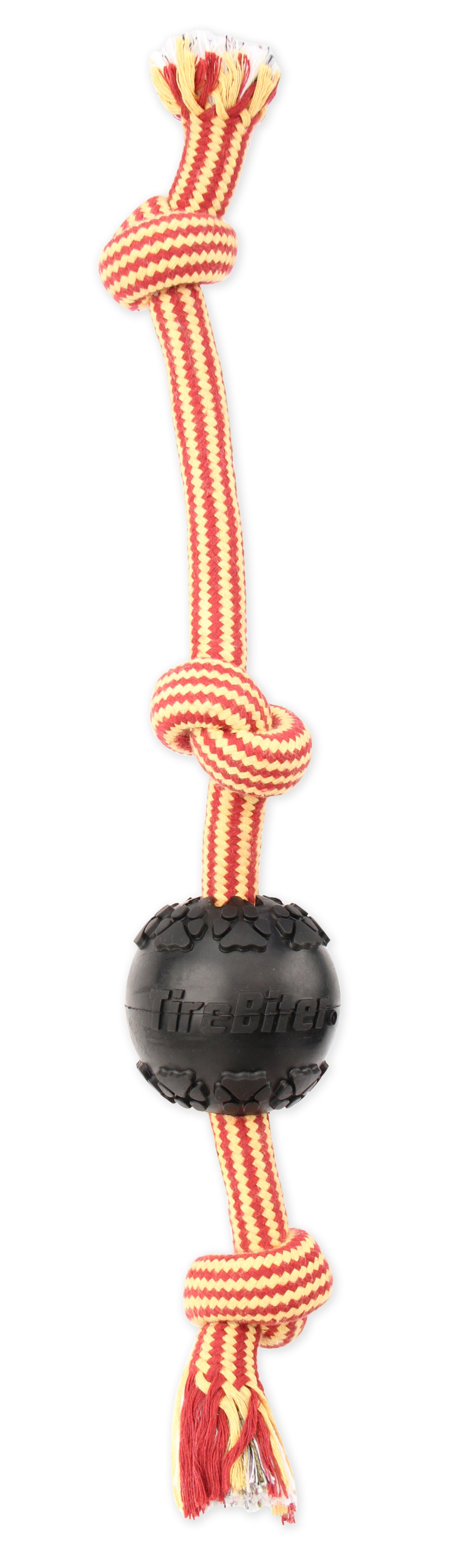 Mammoth Pet Products TireBiter Ball w/Rope Dog Toy 3-Knot Medium, 3 in 746772352120