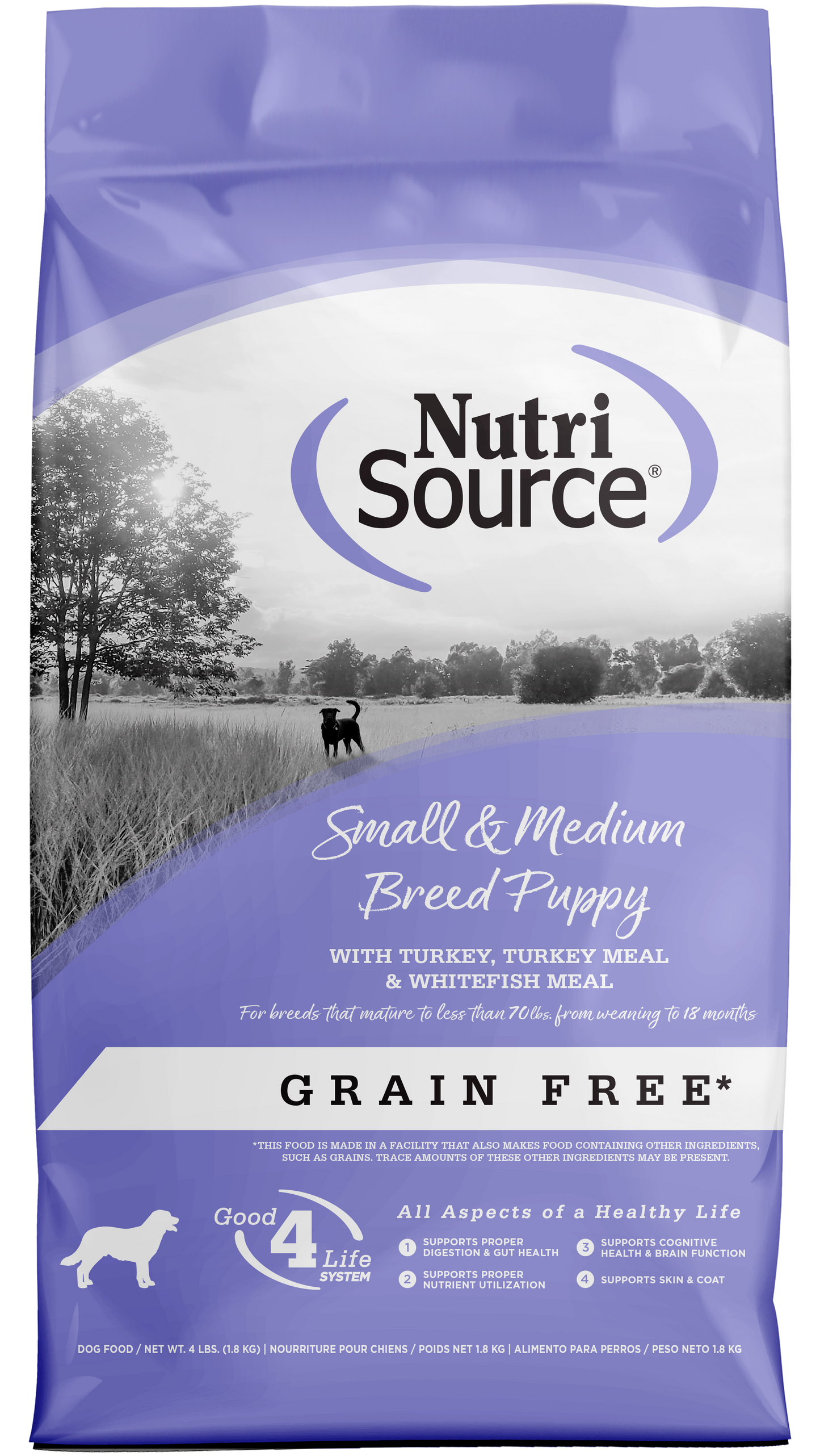 NutriSource Small & Medium Breed Puppy Grain Free Dry Dog Food Turkey 4 lb 073893299783