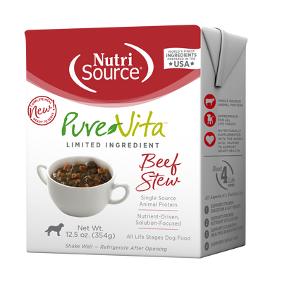 NutriSource PureVita LID Wet Dog Food Beef Stew 12ea/12.5 oz 073893962083