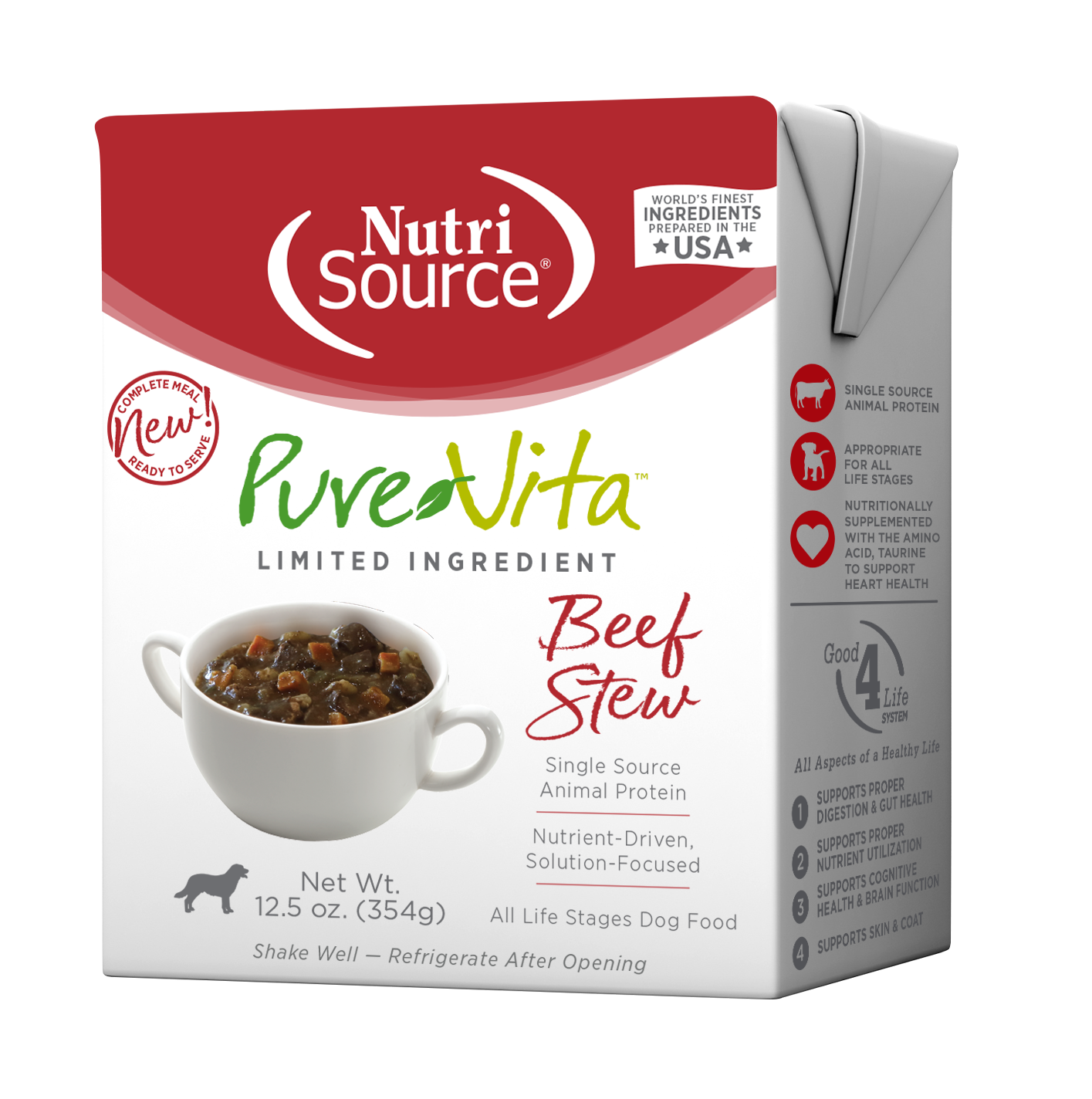 NutriSource PureVita LID Wet Dog Food Beef Stew 12ea/12.5 oz 073893962083