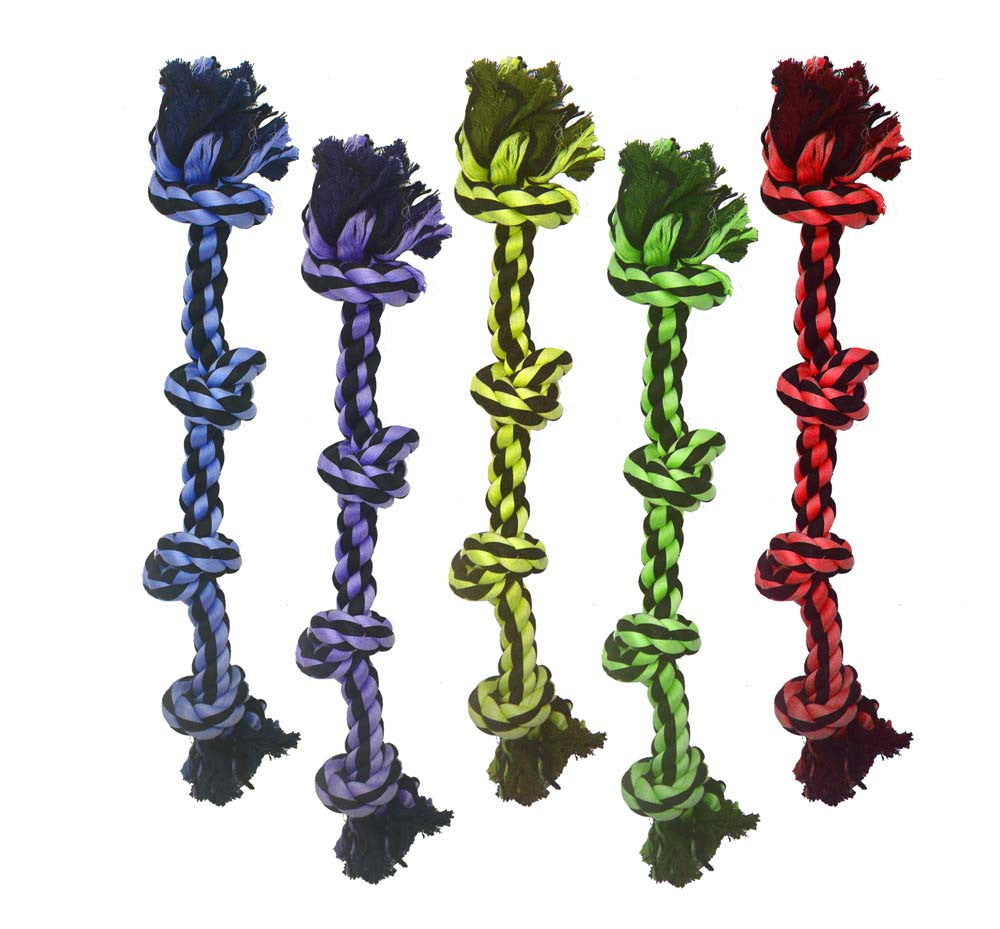 Multipet Nuts for Knots 4-Knot Rope Dog Toy Assorted 25 in