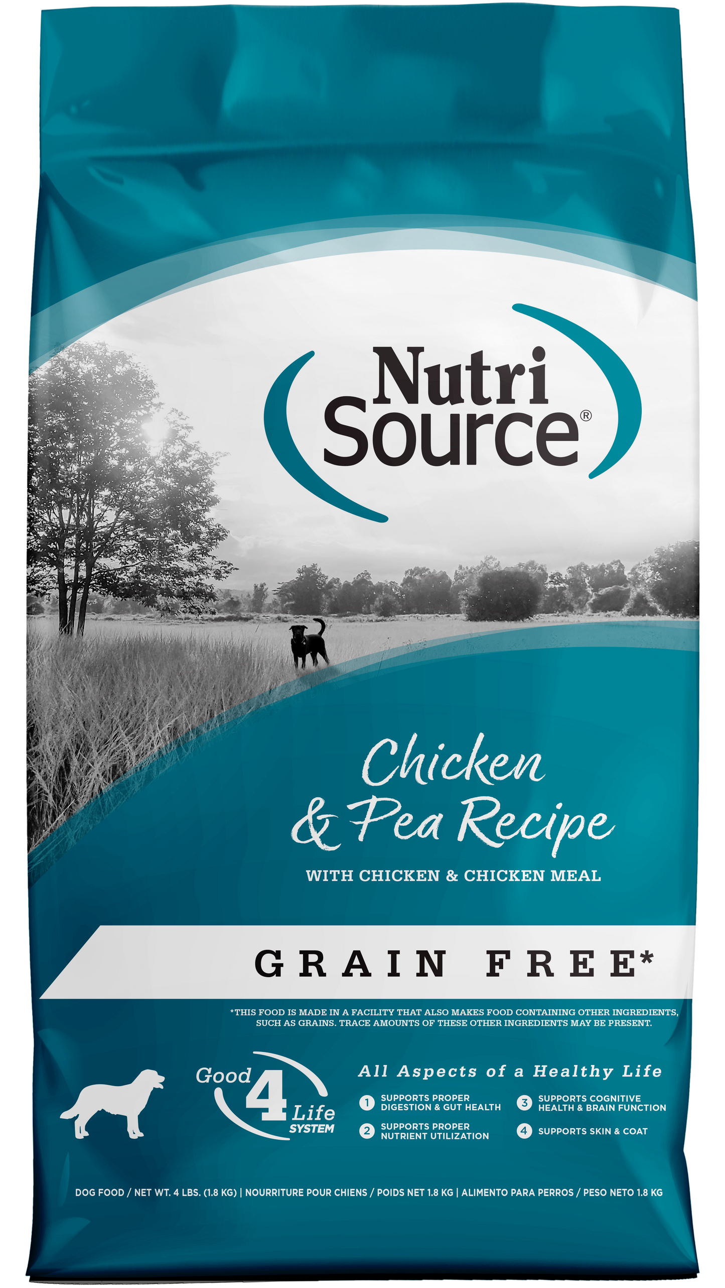 NutriSource Grain Free Dry Dog Food Chicken & Peas 4 lb 073893290087