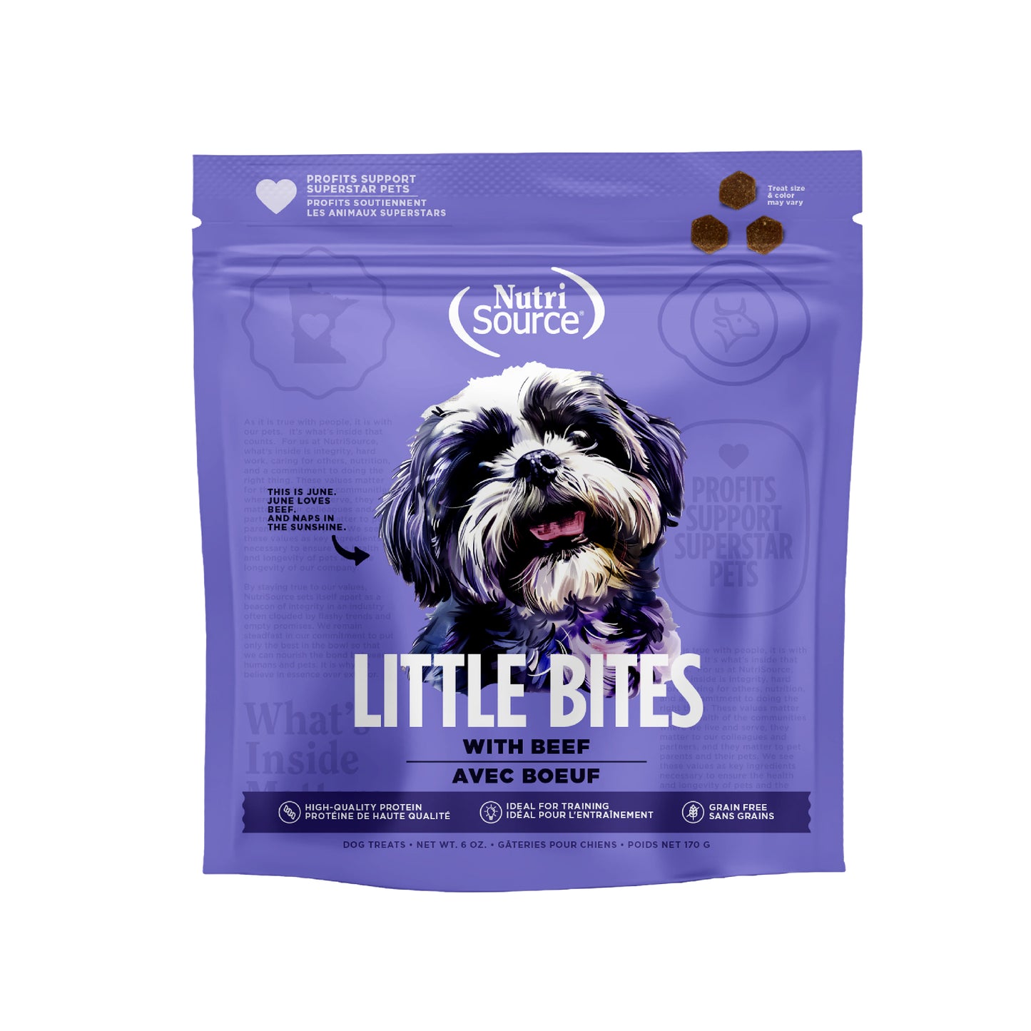 NutriSource Little Bites Grain Free Dog Treats Beef 6 oz 073893800170