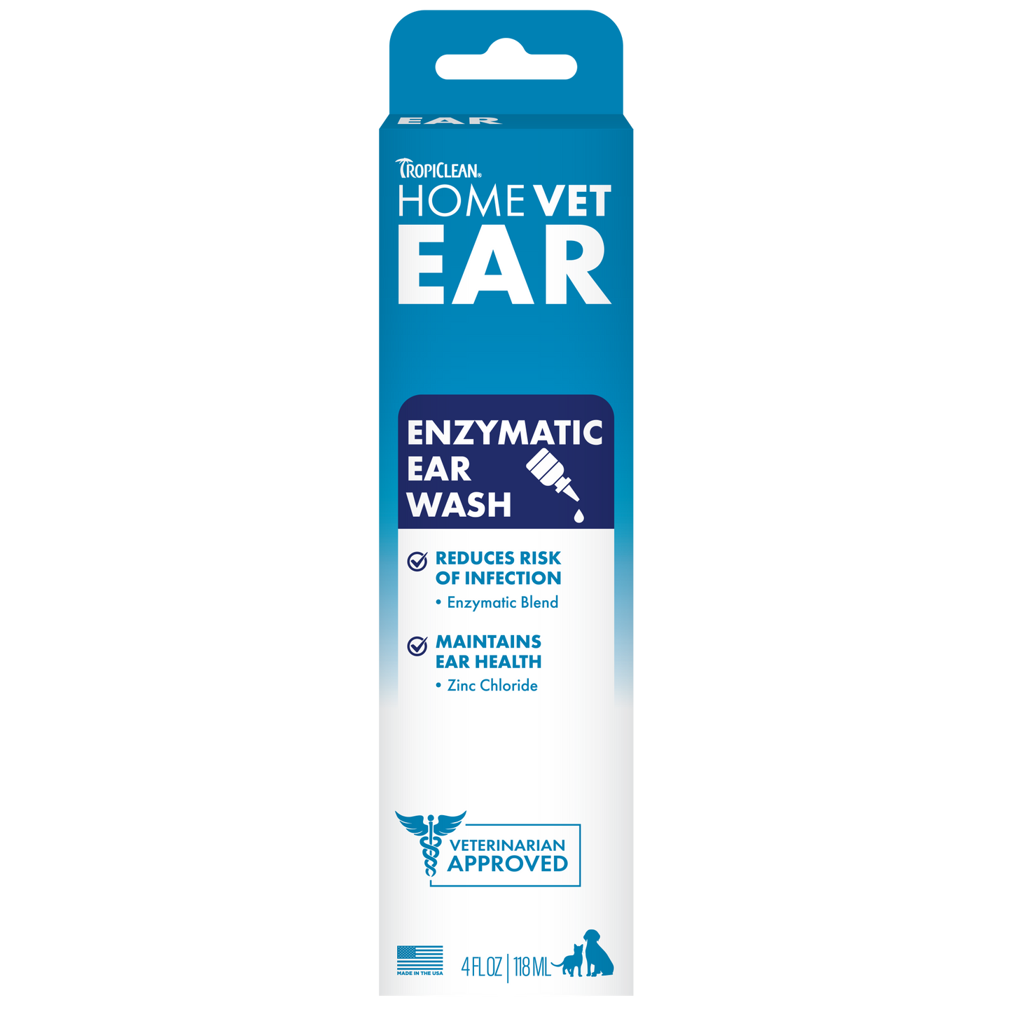 TropiClean HomeVet Enzymatic Ear Wash 4 oz 645095008816