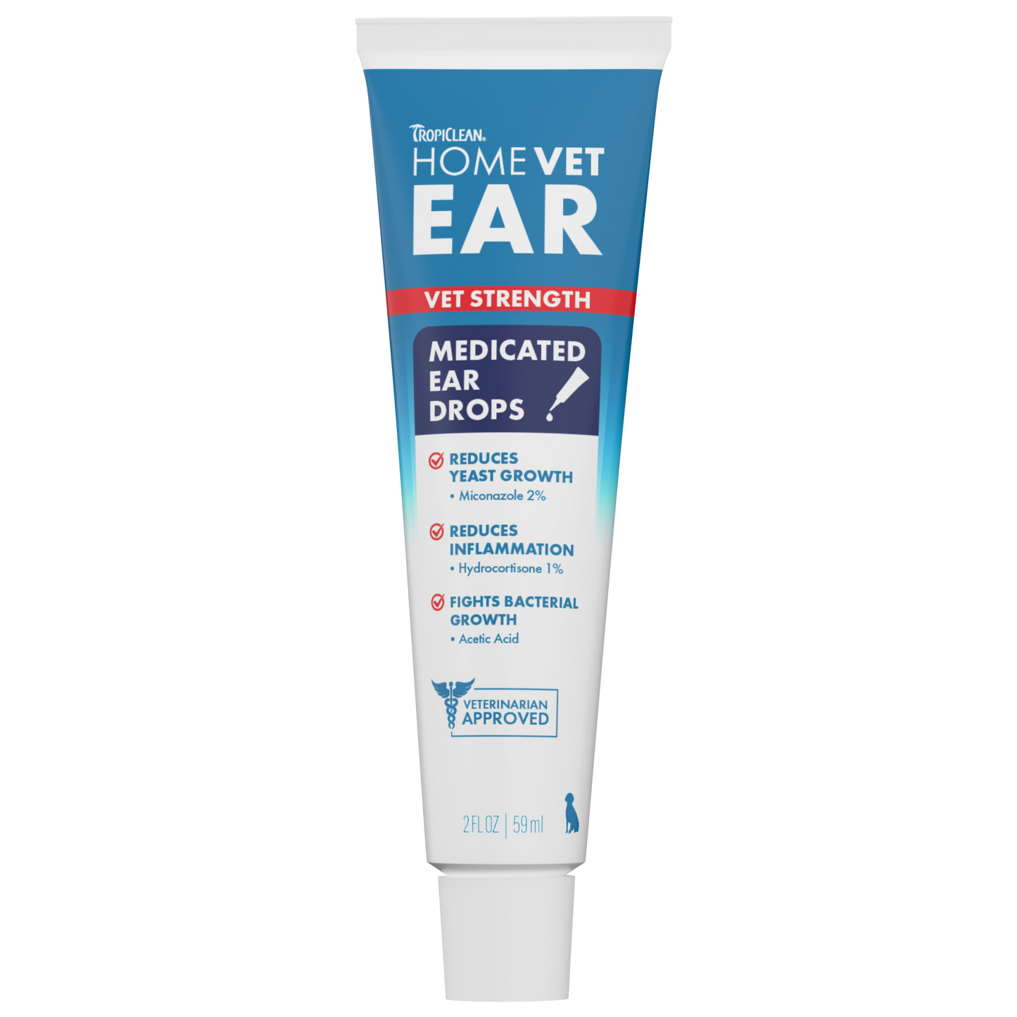 TropiClean HomeVet Ear Medicated Ear Drops 2 oz 645095008830