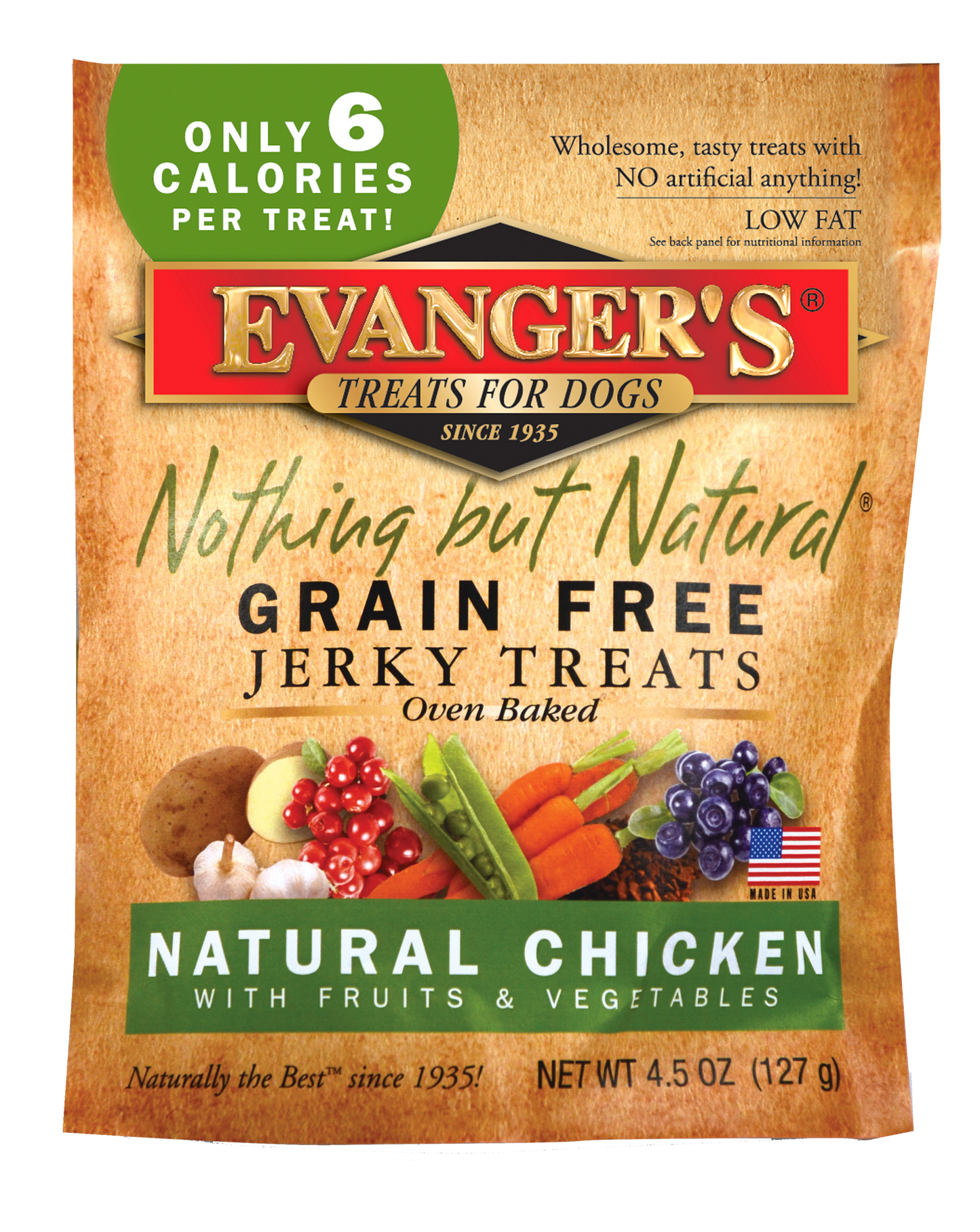Evanger's Nothing But Natural Grain Free Jerky Dog Treats Chicken 4.5 oz 077627601033