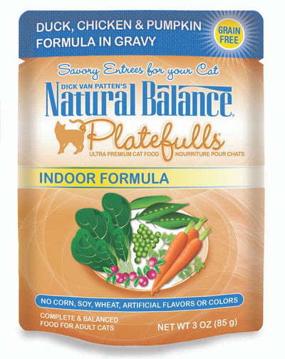 Natural Balance Pet Foods Platefulls Indoor Wet Cat Food Duck Chicken & Pumpkin in Gravy 3oz 24pk