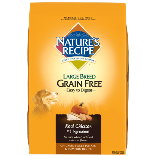 Nature's Recipe Large Breed Grain Free Easy To Digest Chicken Sweet Potato And Pumpkin Dry Dog Food-24-lb-{L-1} 730521519018