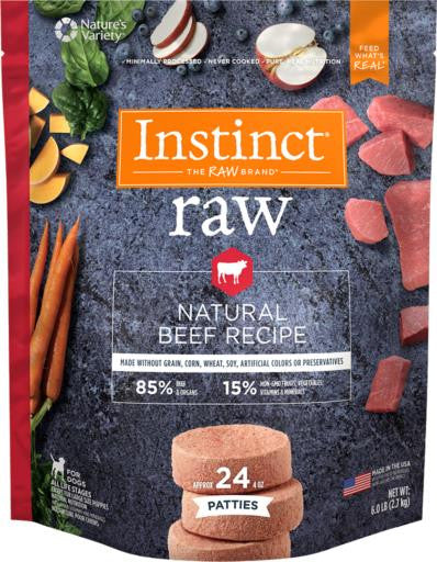 Instinct 85/15 Raw All Natural Beef Recipe for Dogs Patties Instinct 85/15 Raw All Natural Beef Recipe for Dogs Patties