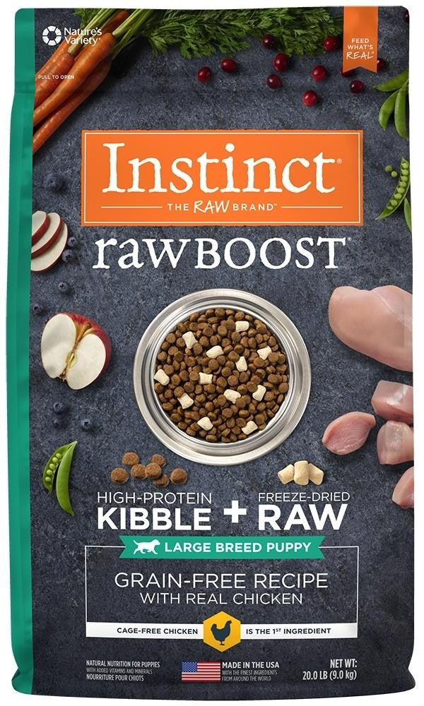 Instinct by Nature's Variety Raw Boost Grain-Free Chicken Meal Recipe Large Breed Puppy Dry Dog Food, 20-lb bag