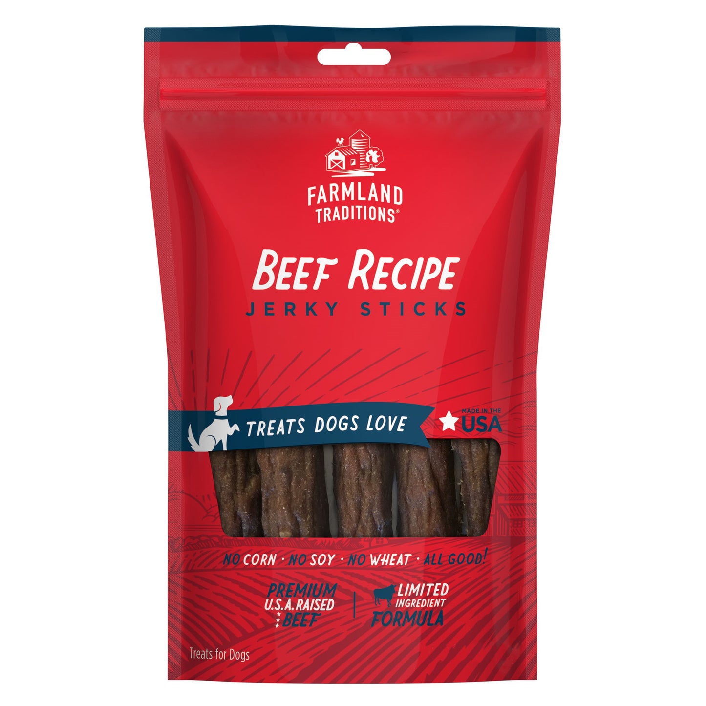 Farmland Traditions Simple Snacks Beef Jerky Sticks Dog Treats 6 oz 884713001925