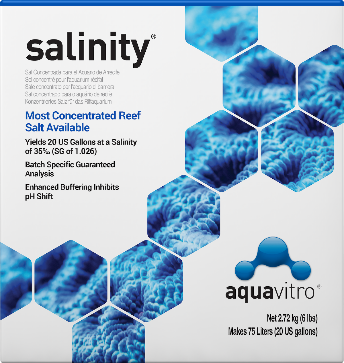 aquavitro Salinity for Reefs Salt Mix 20 Gal Box 000116758406