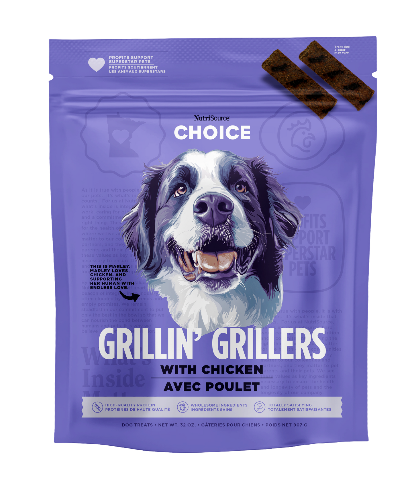 NutriSource Choice Grillin' Grillers Dog Treats Chicken 32 oz 073893801016