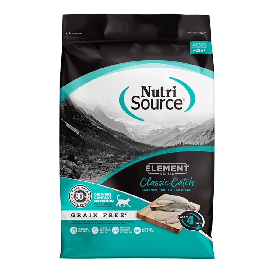 NUTRISOURCE CAT GRAIN FREE ELEMENT CLASSIC CATCH 4LB