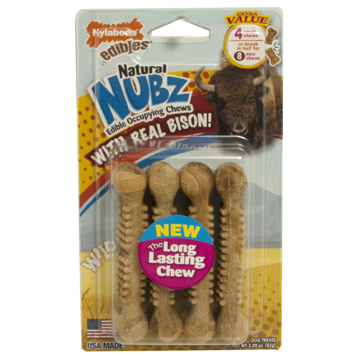 Nylabone Edible Natural Nubz Bison Small 4ct {L - b}181595 - Dog