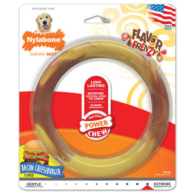 Nylabone Power Chew Smooth Ring Dog Toy Bacon Cheeseburger Large/Giant (1 Count)