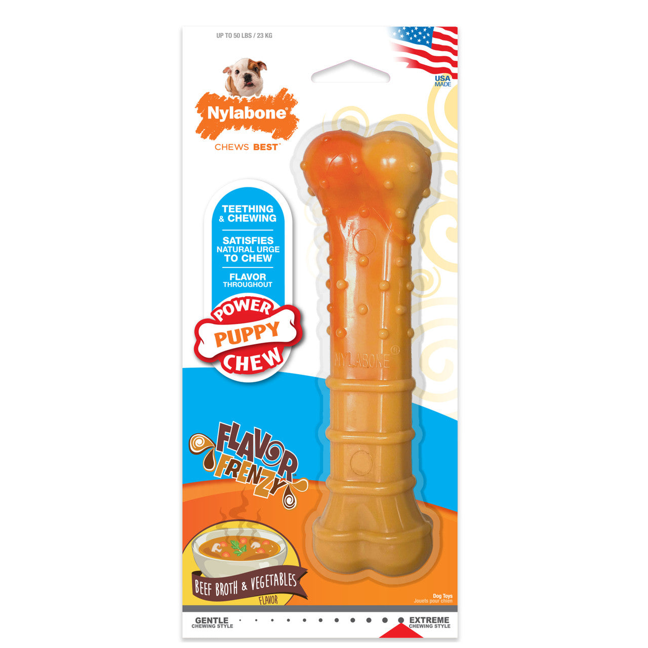 Nylabone Puppy Power Textured Nylon Puppy Chew Toy Bone Large/Giant (1 Count)