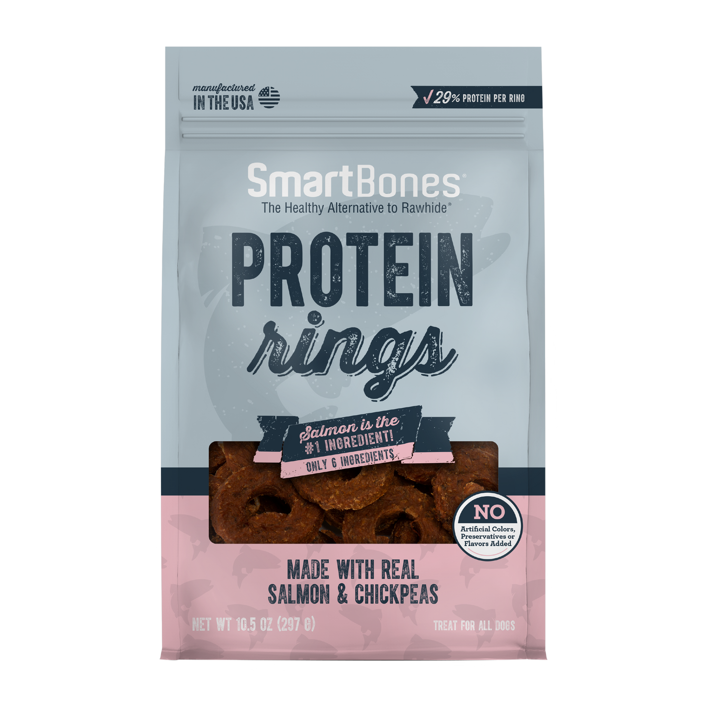 SmartBones Protein Rings Dog Treat Salmon & Chickpea 10.5 oz 892383005594