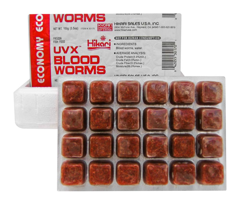 Hikari USA UVX Blood Worms Frozen Fish Food 3.5 oz, 24 ct SD-5 042055301701