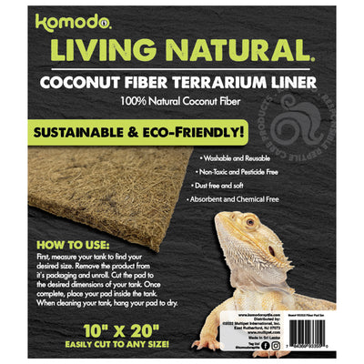 Komodo Living Natural Coconut Fiber Terrarium Liner 10In X 20 in 784369933550