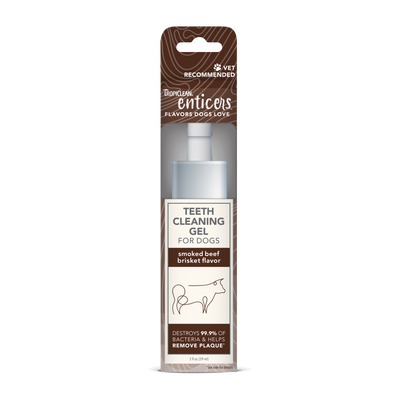 TropiClean Enticers Teeth Cleaning Gel for Dogs Smoked Beef Brisket 2 oz 645095004504