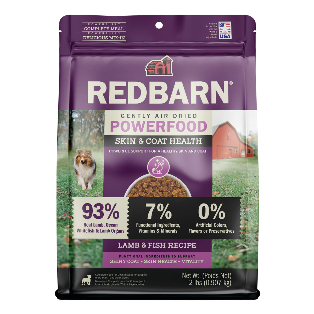 Redbarn Pet Products Gently Air Dried Powerfood Skin & Coat Health Dry Dog Food Lamb & Fish 2 lb 785184120354