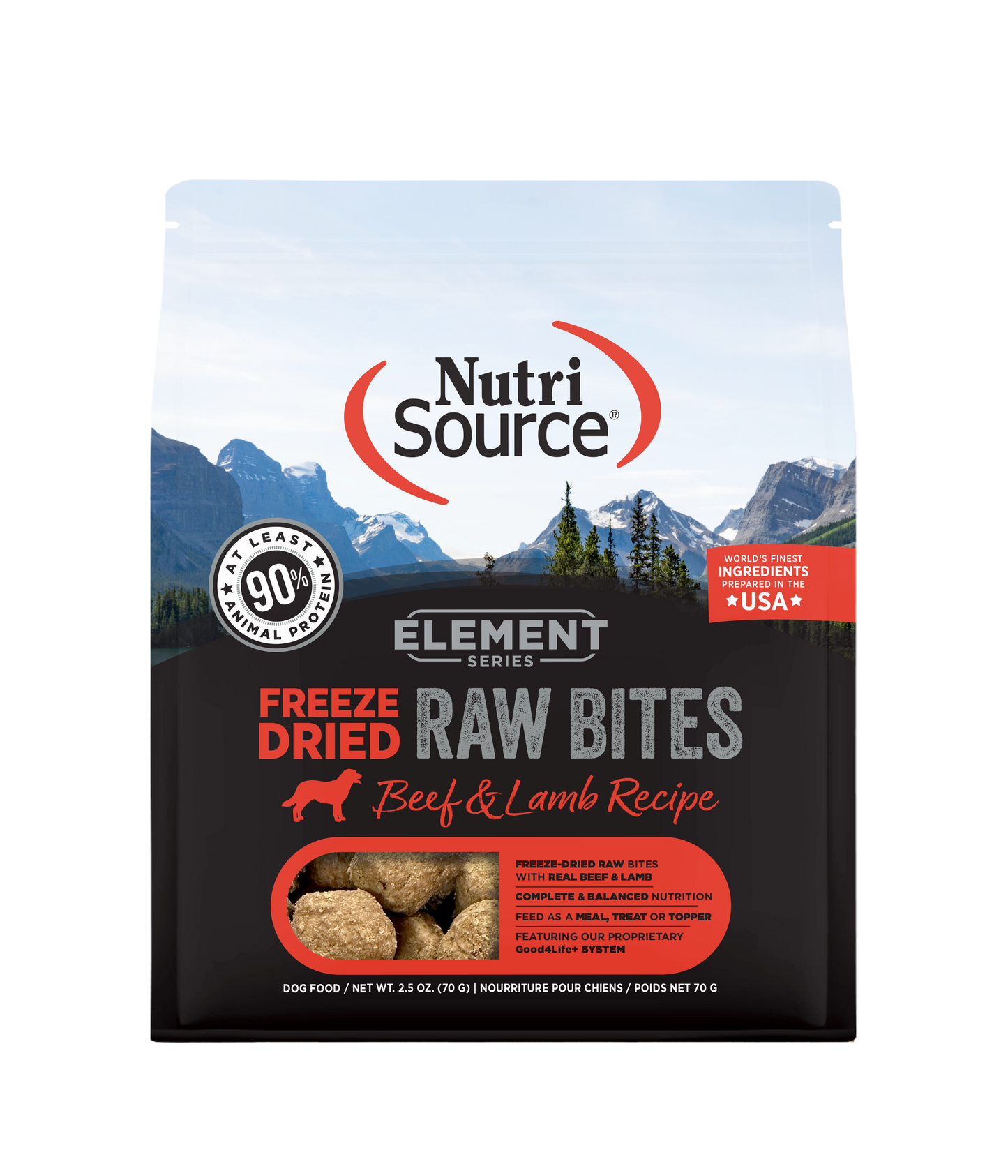 NutriSource Element Freeze Dried Raw Bites Dry Dog Food Beef & Lamb 2.5 oz 073893300830