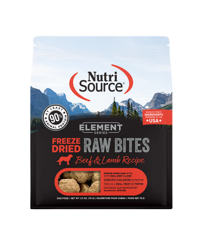 NutriSource Element Freeze Dried Raw Bites Dry Dog Food Beef & Lamb 2.5 oz 073893300830