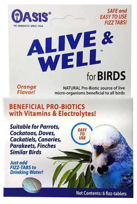 Oasis Alive and Well Probiotic Fizz - Tablets for Birds 6 Count - Bird