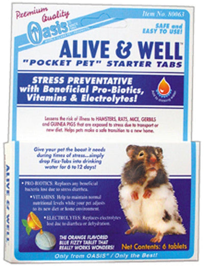 Oasis Alive & Well Probiotic Treatment Fizz - Tablets for Small Animals 6 Count - Small - Pet