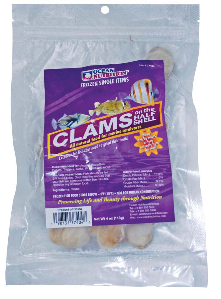 Ocean Nutrition Clams on the Half Shell Frozen Fish Food 4 oz SD-5