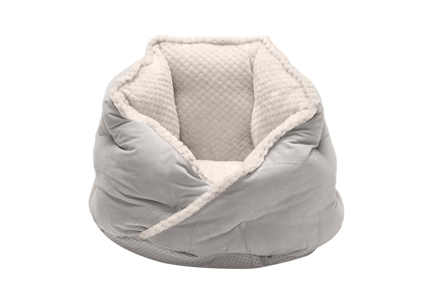 Fur Haven Pet Products Minky Faux Fur & Velvet Tufted Hug Bed Silver Gray Small 842229122220