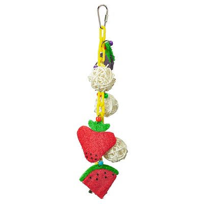 A & E Cages Happy Beaks Fruit & Vegetables on Chain Bird Toy 644472010848