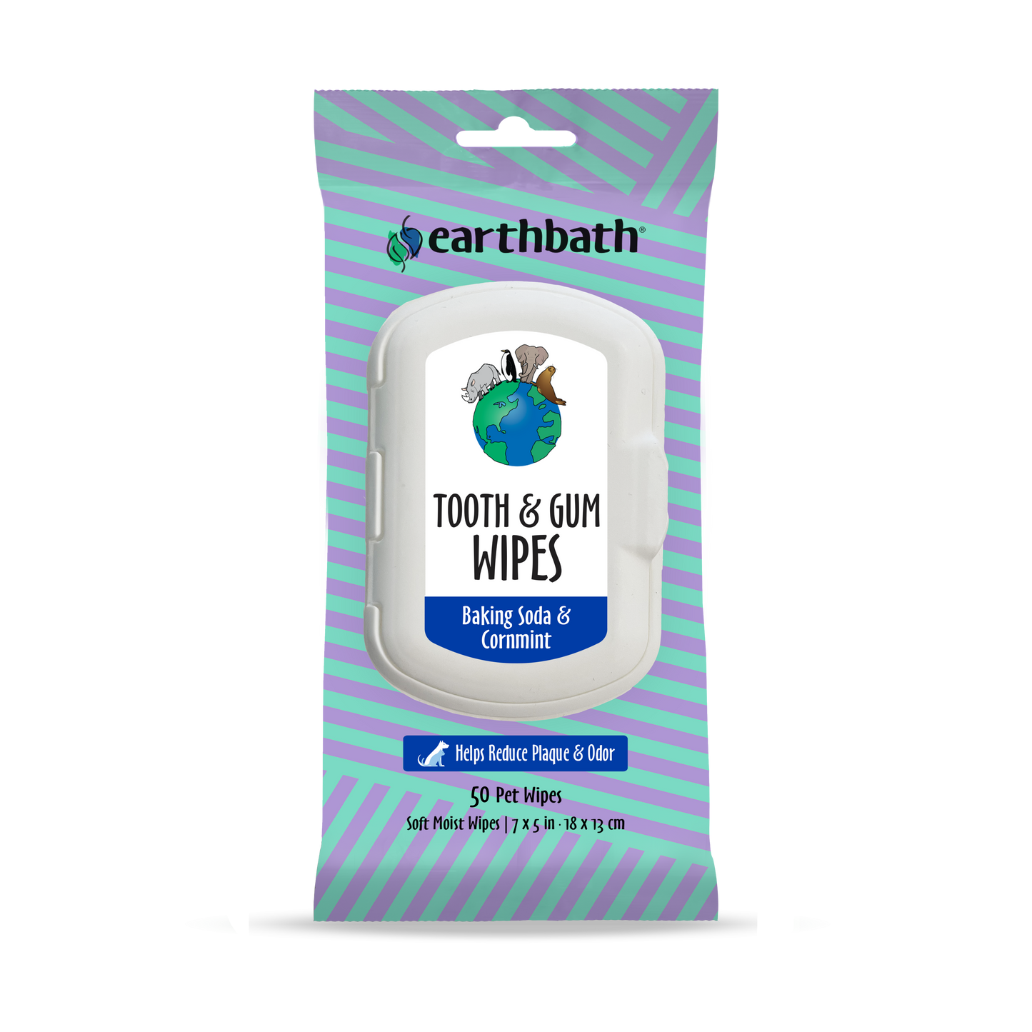 Earthbath Tooth and Gum Wipes Baking Soda & Cornmint 6ea/50 ct 602644028213