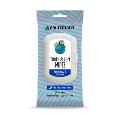 Earthbath Tooth and Gum Wipes Baking Soda & Cornmint 6ea/50 ct 602644028213
