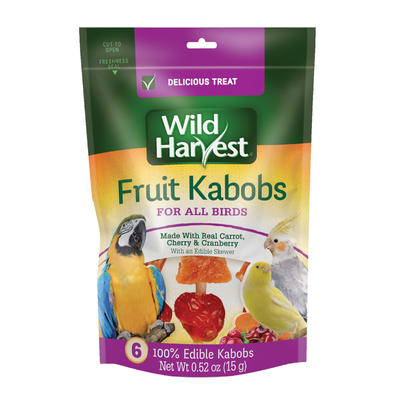 Wild Harvest Fruit Kabobs for Bird Treats Real Carrot, Cherry & Cranberry 6 ct 026851992271