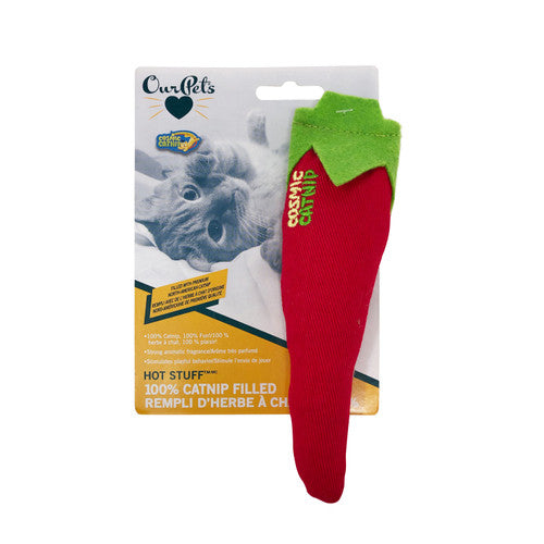 OurPets Cosmic 100% Catnip Filled Chili Pepper âHot Stuffâ Cat Toy Red Green