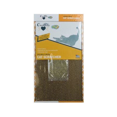 OurPets Cosmic Double Wide Cat Scratcher Brown Yellow