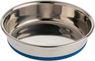 OurPets Premium Rubber Bonded Stainless Steel Cat Bowl Silver 8 oz