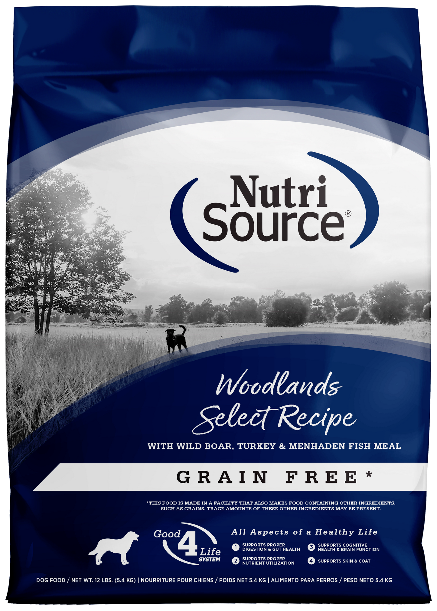 NutriSource Select Recipe Grain Free Dry Dog Food Woodlands Select 12 lb 073893298076