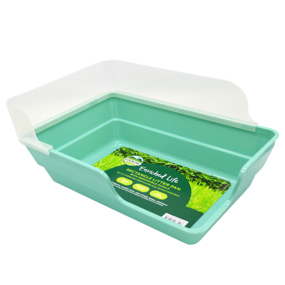 Oxbow Animal Health Enriched Life Small Animal Rectangle Litter Pan w/Removable Shield Mint Green One Size