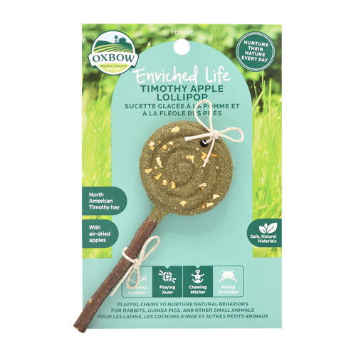 Oxbow Animal Health Enriched Life Timothy Lollipop Apple Small Chew One Size - Small - Pet
