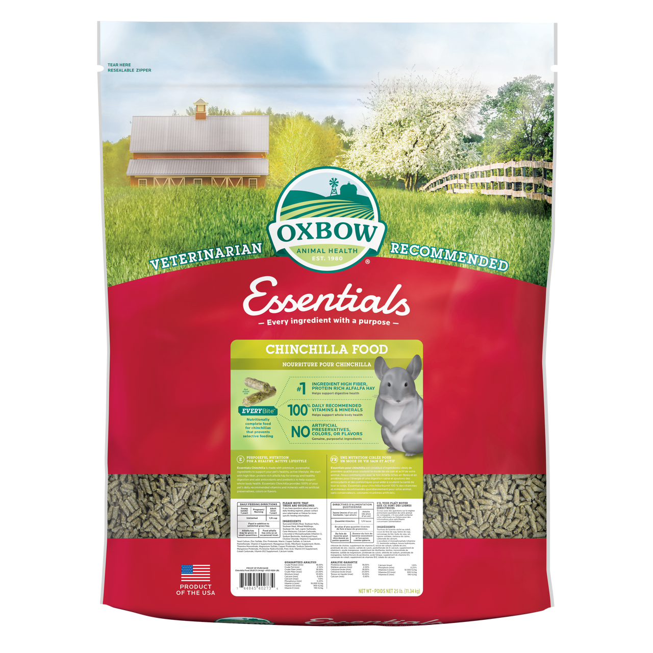 Oxbow Animal Health Essentials Chinchilla Food 25lb