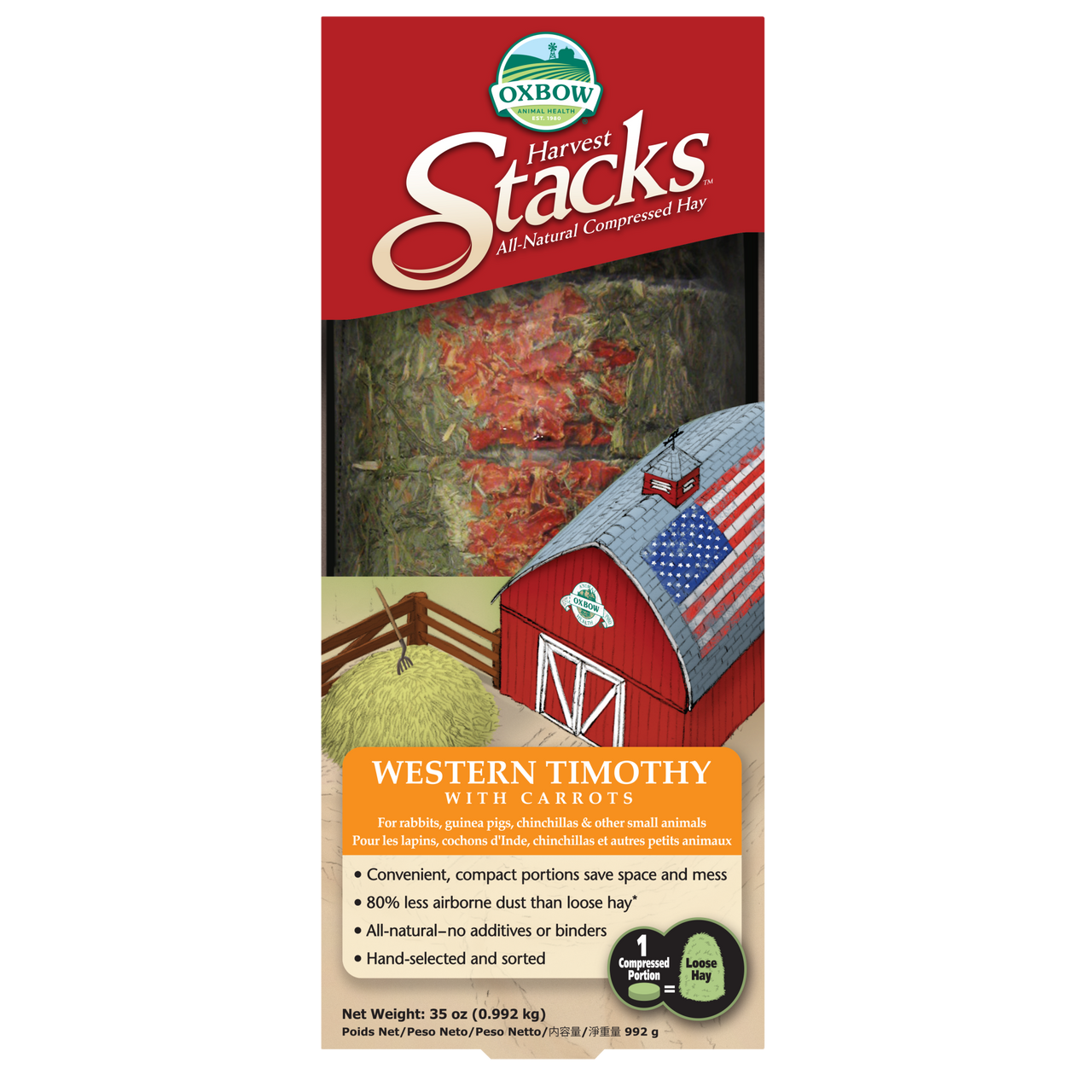 Oxbow Animal Health Harvest Stacks Western Timothy Hay & Carrot Small Animal Treat 35oz