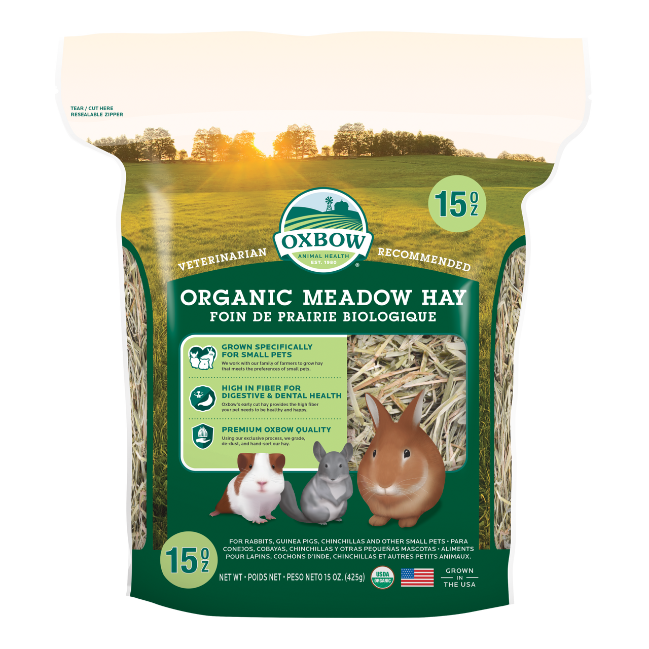 Oxbow Animal Health Organic Meadow Hay Small Animal Treat 15oz