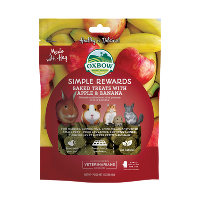 Oxbow Animal Health Simple Rewards Baked Small Treats w/Apple & Banana 3oz - Small - Pet