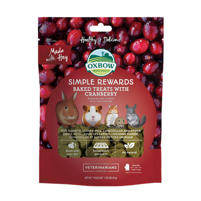Oxbow Animal Health Simple Rewards Baked Small Treats w/Cranberry 3oz - Small - Pet